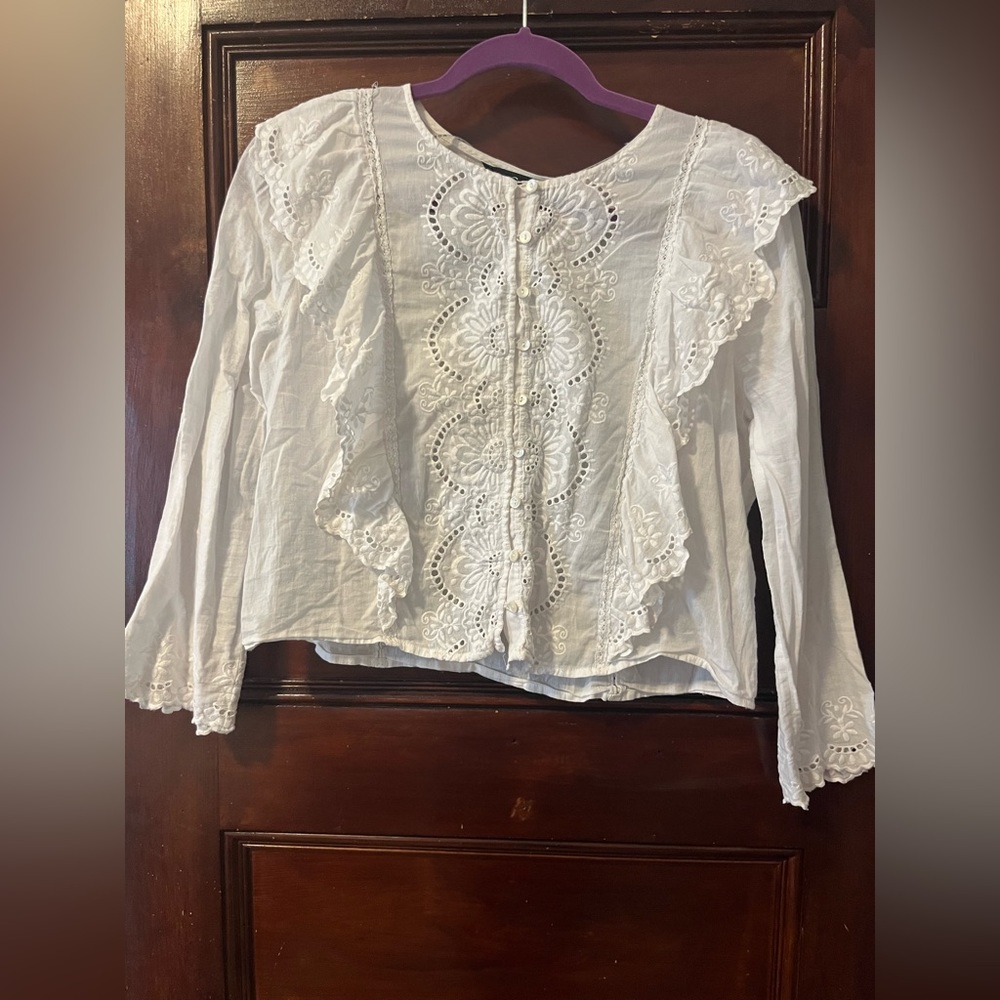 ZARA lace eyelet top